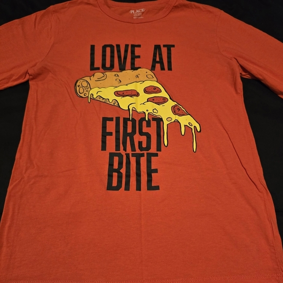 The Childrens Place Boys Pizza Graphic‎ Long Sleeve Shirt Orange Size Large - Picture 3 of 6